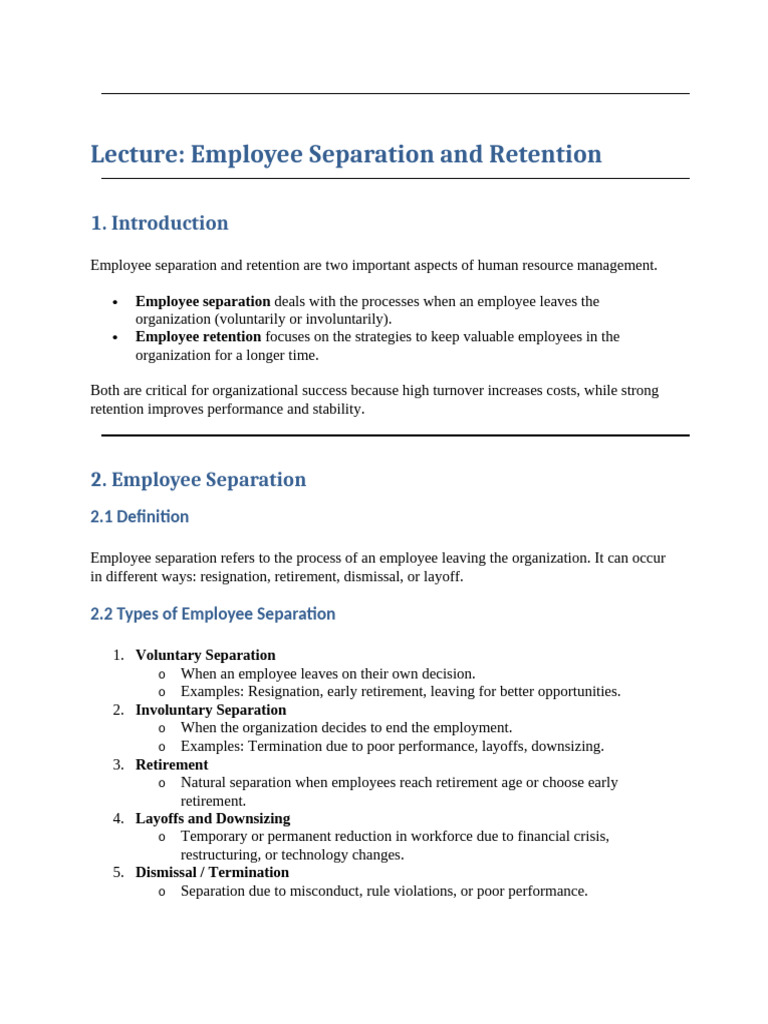Employee Separation and Retention Insights | PDF | Layoff | Employee ...