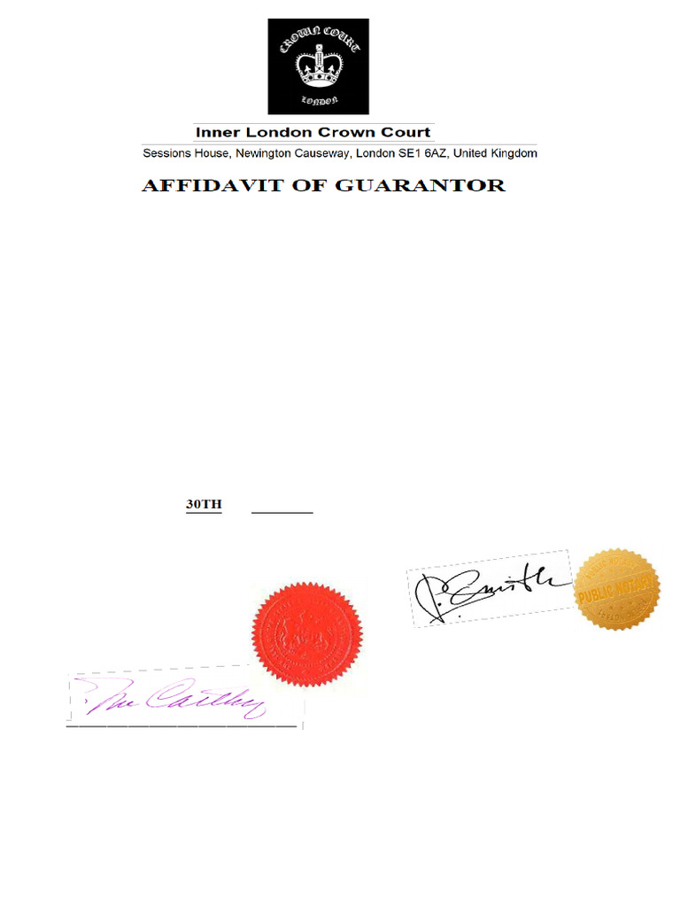 Affidavit of Guarantor for PESA Account | PDF
