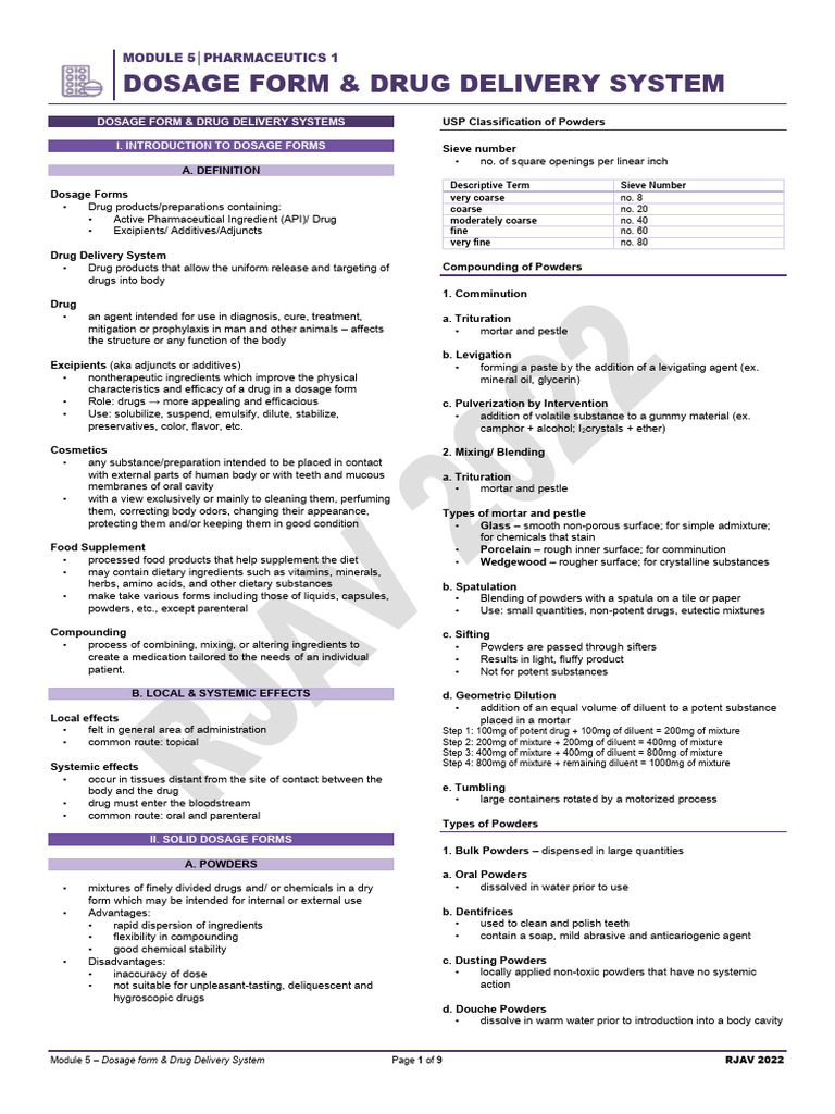 Dosage Forms and Drug Delivery Systems | PDF | Tablet (Pharmacy ...