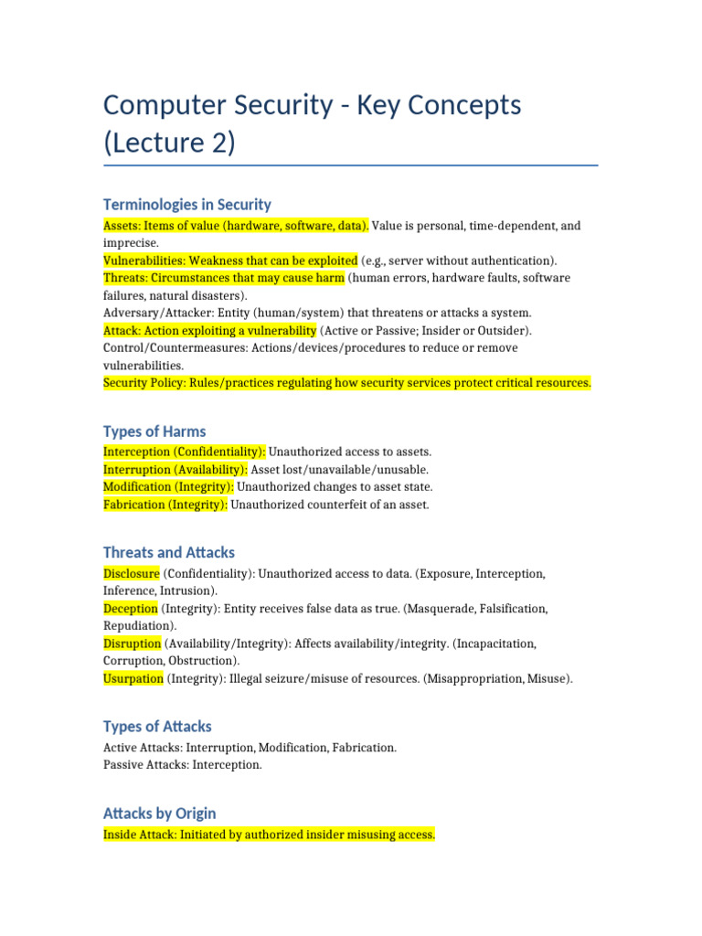 Security Lecture2 Summary | PDF