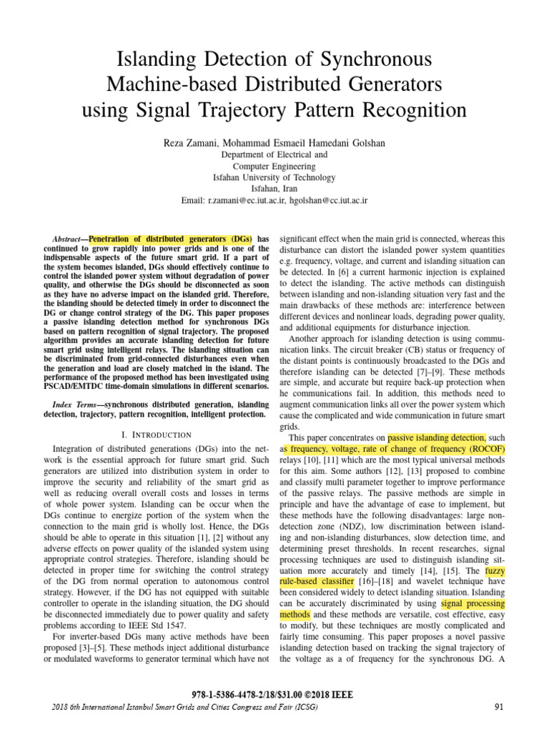 Islanding Detection of Synchronous | PDF | Electrical Grid | Electricity