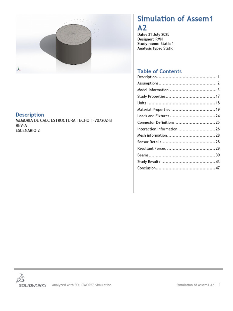 SOLIDWORKS Static Simulation Analysis | PDF | Density | Nature