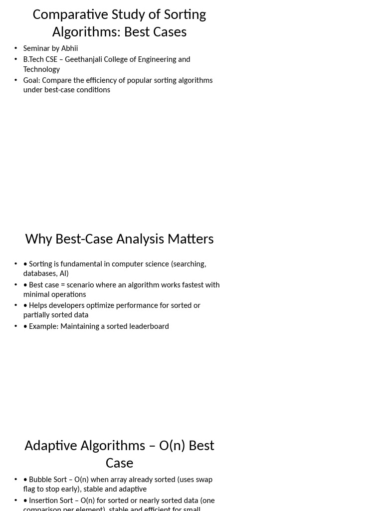 Comparative Study of Sorting Algorithms Best Cases | PDF
