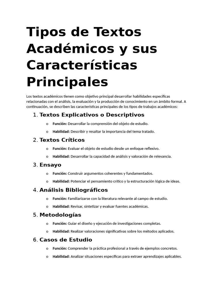 Características de Textos Académicos | PDF
