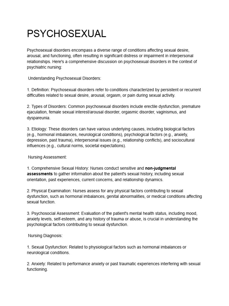 Understanding Psychosexual Disorders in Nursing | PDF | Mental Disorder ...