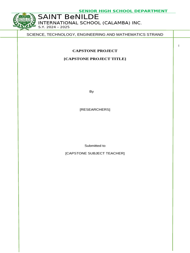 Senior High STEM Capstone Project Guide | PDF