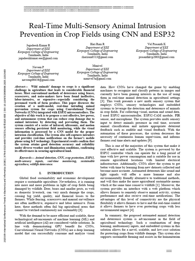 Real-Time Animal Intrusion Prevention System | PDF | Artificial ...