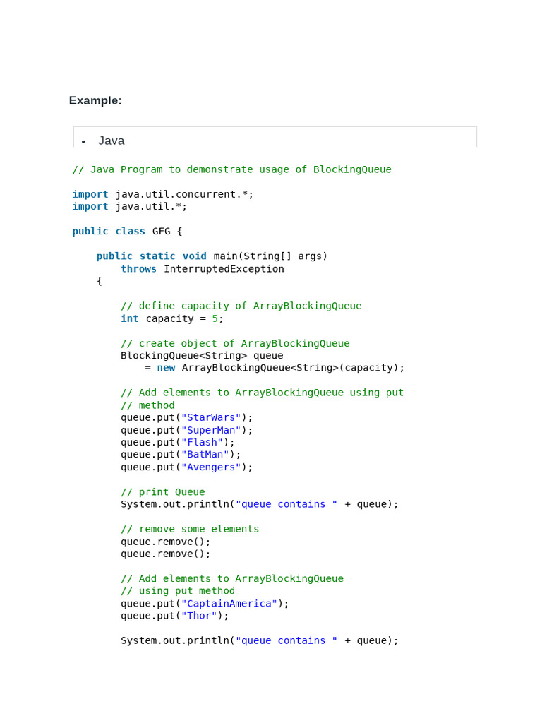 Java BlockingQueue and ArrayBlockingQueue | PDF | Queue (Abstract Data ...