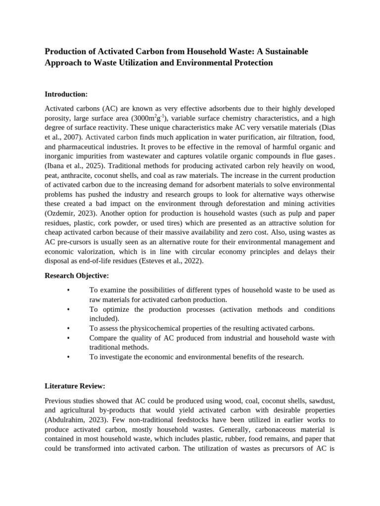 Activated Carbon from Household Waste | PDF | Waste | Adsorption