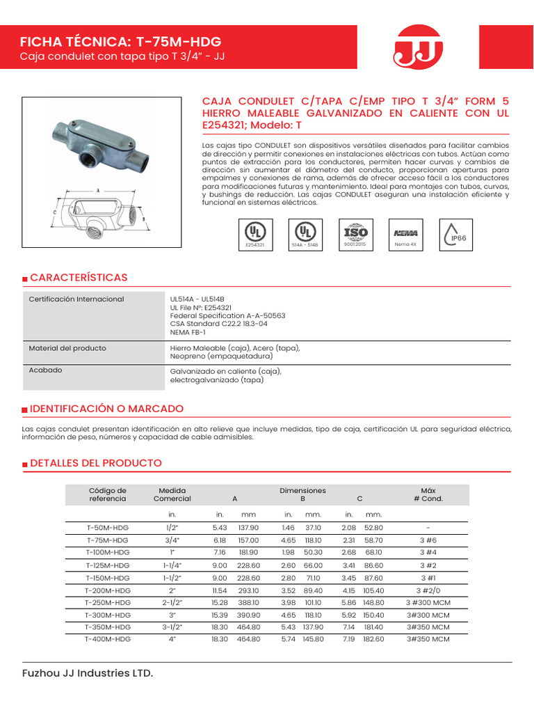 Caja Condulet Tipo T-75m-Hdg | PDF