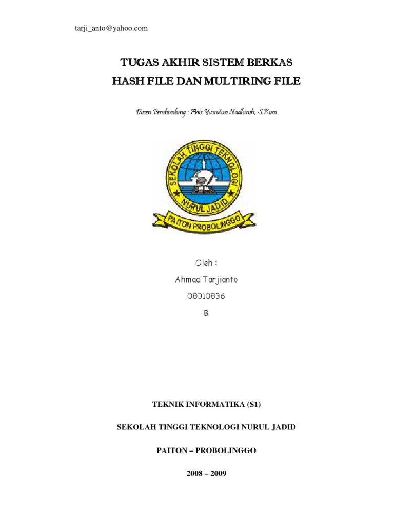 Tugas Akhir Sistem Berkas Hash File Dan Multiring File | PDF