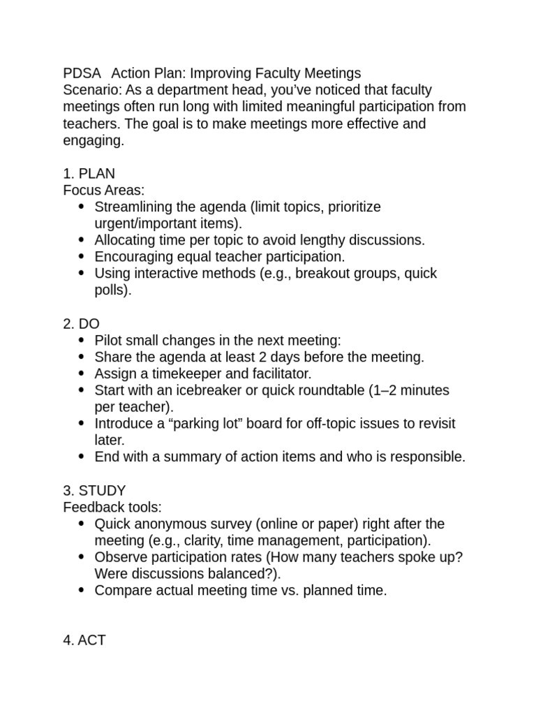 PDSA Action Plan | PDF