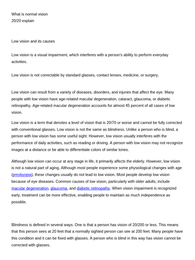 Understanding Low Vision Causes and Impact | PDF | Visual Impairment ...