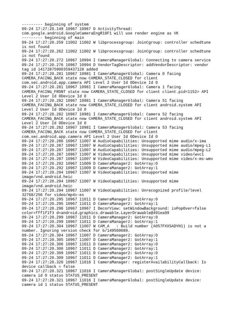 Camera Service Connection Logs | PDF | Computer Programming | Software ...