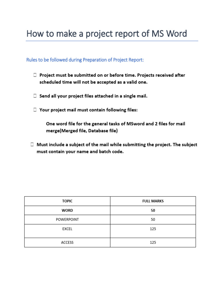 MS Word Project Report Guidelines | PDF