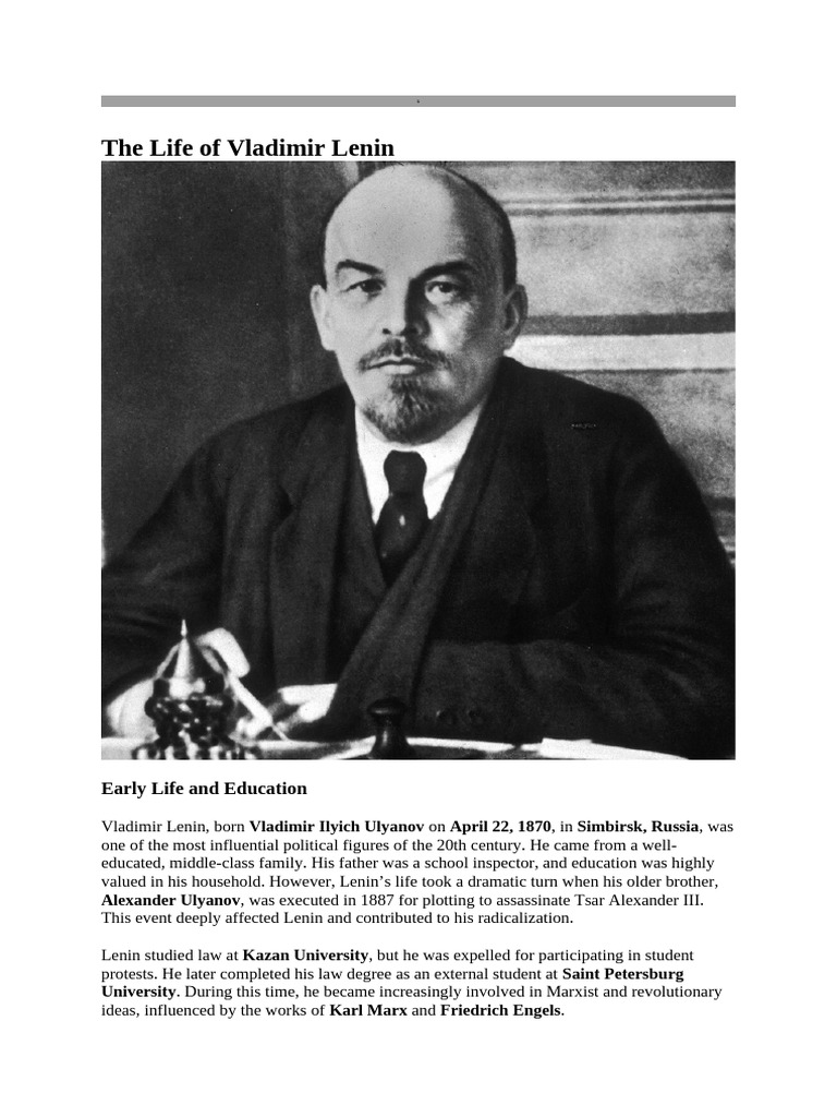 Vladimir Lenin: Life and Legacy | PDF | Vladimir Lenin | Communism