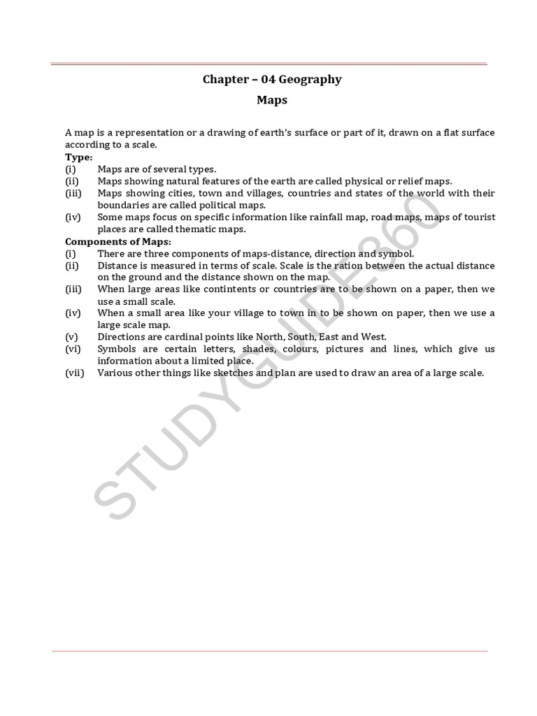 06 Social Science Geo Key Notes Ch04 Maps Unlocked | PDF