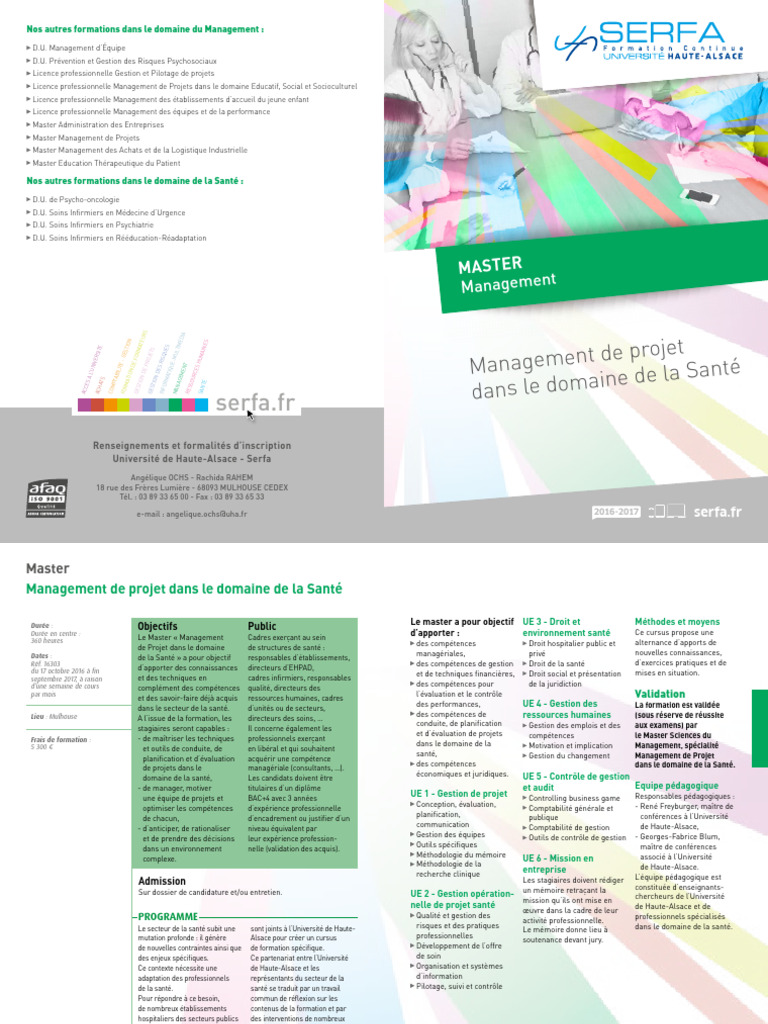 Master en Management de Projet Santé | PDF | Gestion des ressources ...