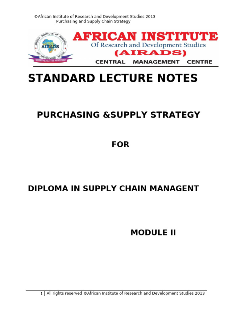 Purchasing and Supply Chain Strategy Guide | PDF | Strategic Management ...