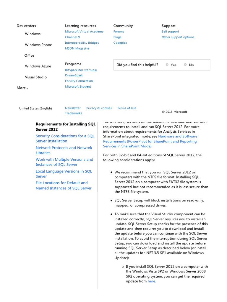 SQL Server 2012 Installation Requirements | PDF | Hyper V | Windows ...
