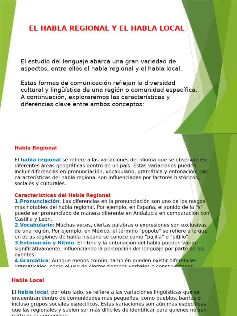 Habla Regional y Local: Diversidad Lingüística | PDF | Habla | Lingüística