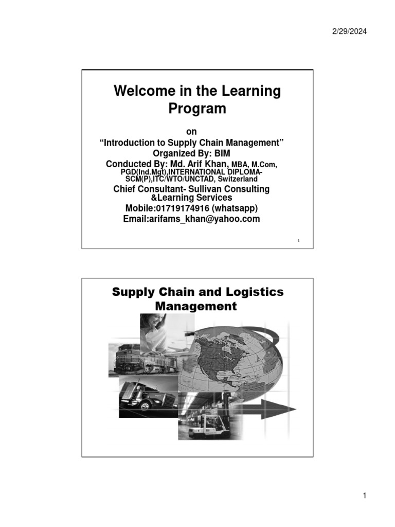 Supply Chain and Logistics Management - Introduction - BIM. | PDF ...