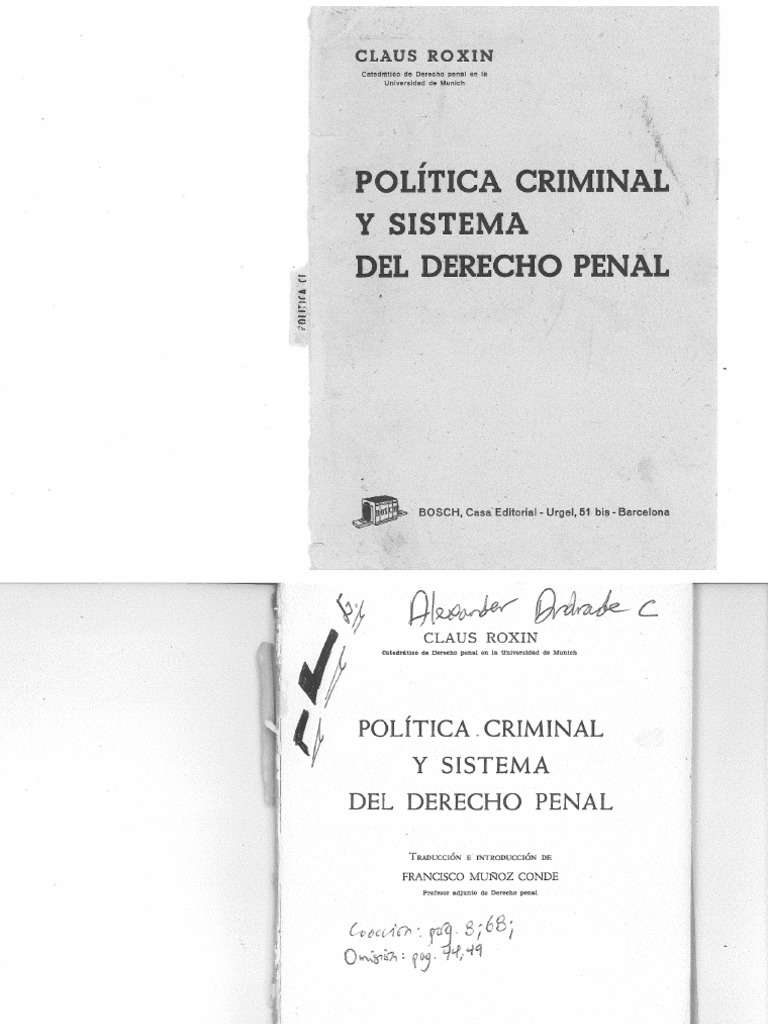 Claus Roxin. Política Criminal y Sistema Del Derecho Penal | PDF