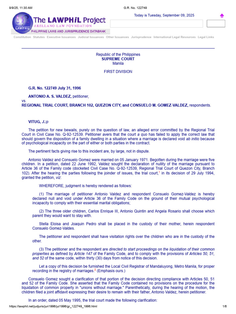 Family Code Nullity Case Analysis | PDF | Annulment | Marriage
