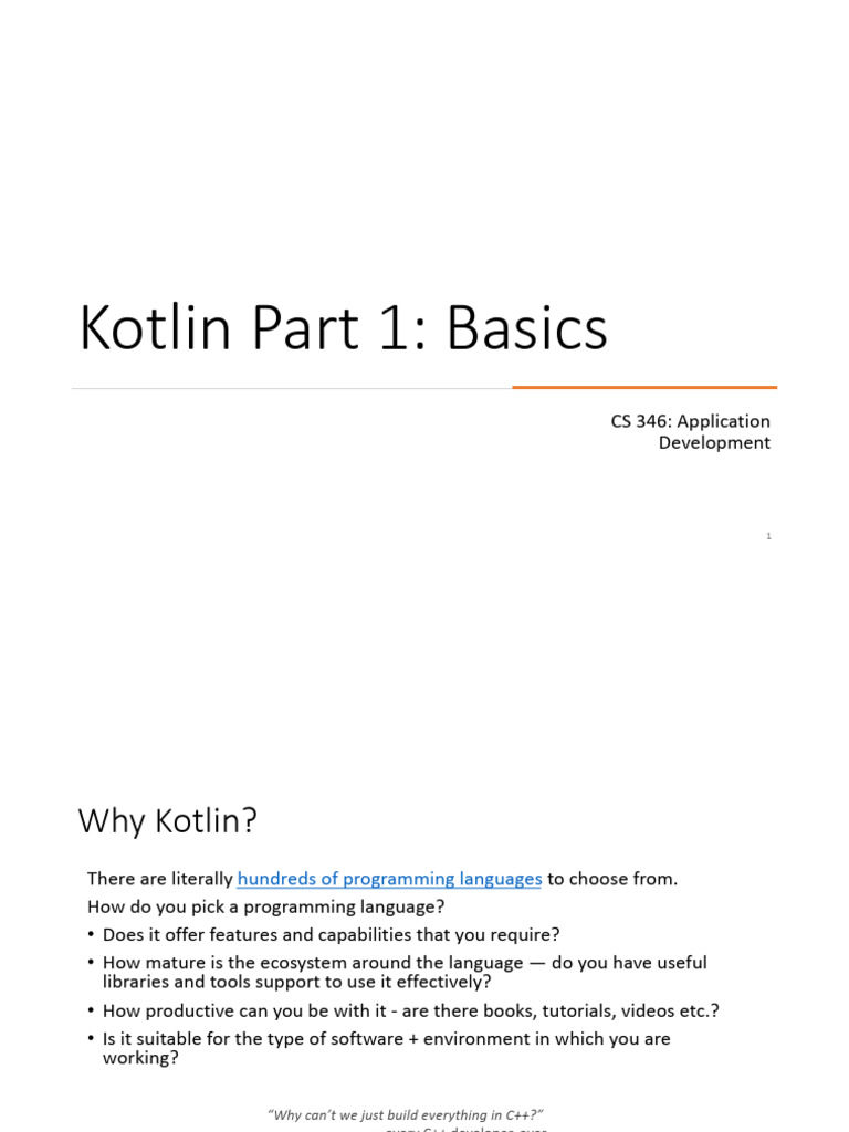 Kotlin Basics: Introduction and Setup | PDF | Parameter (Computer ...