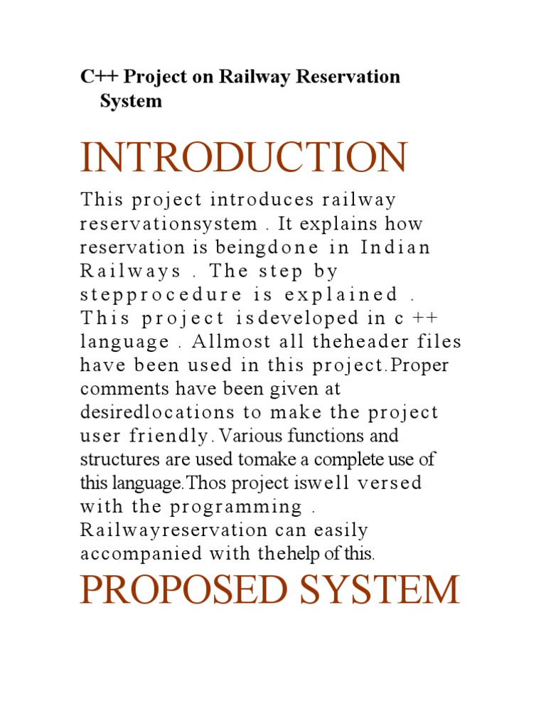 C Project On Railway Reservation System Download Free Pdf Areas