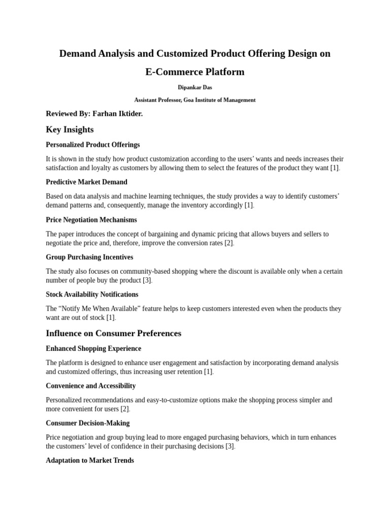 Demand Analysis and Customized Product Offering Design On E | PDF | E ...