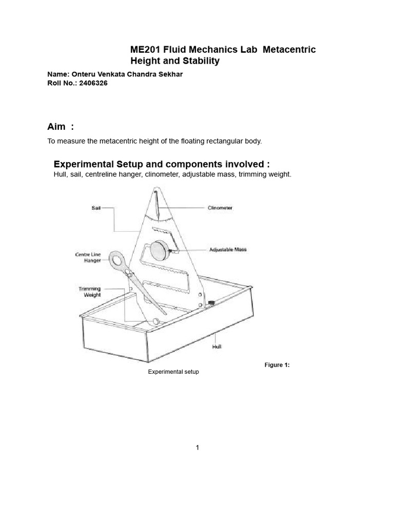 Metacentric Height in Fluid Mechanics Lab | PDF | Buoyancy | Mechanics