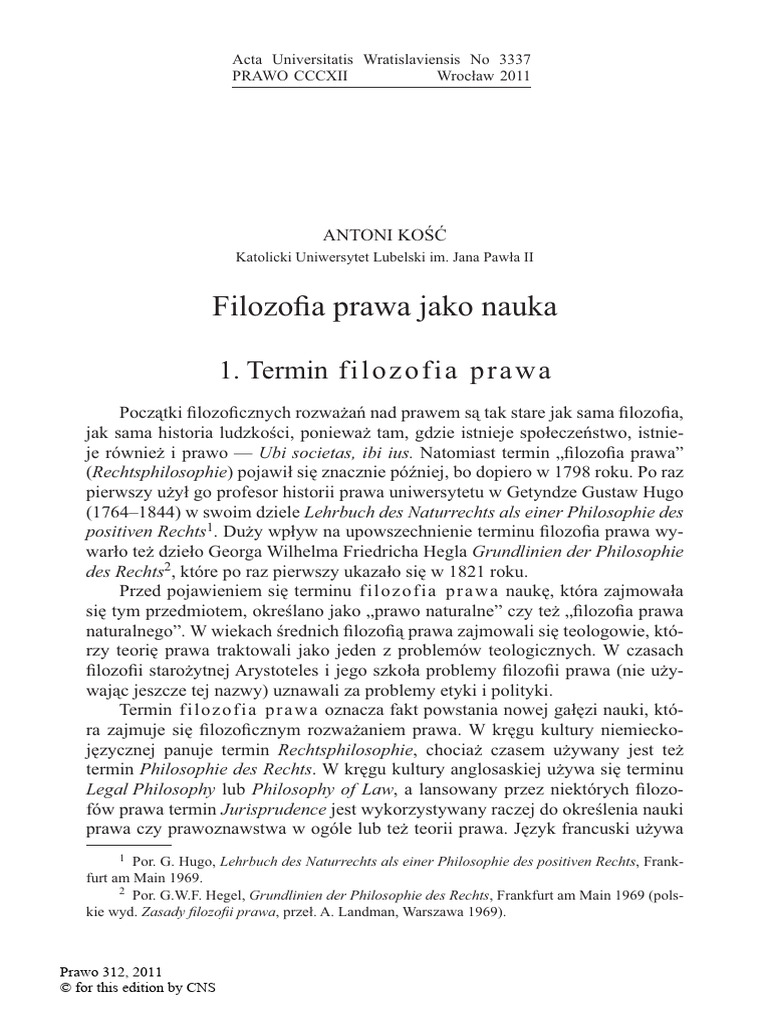 Filozofia Prawa Jako Nauka | PDF