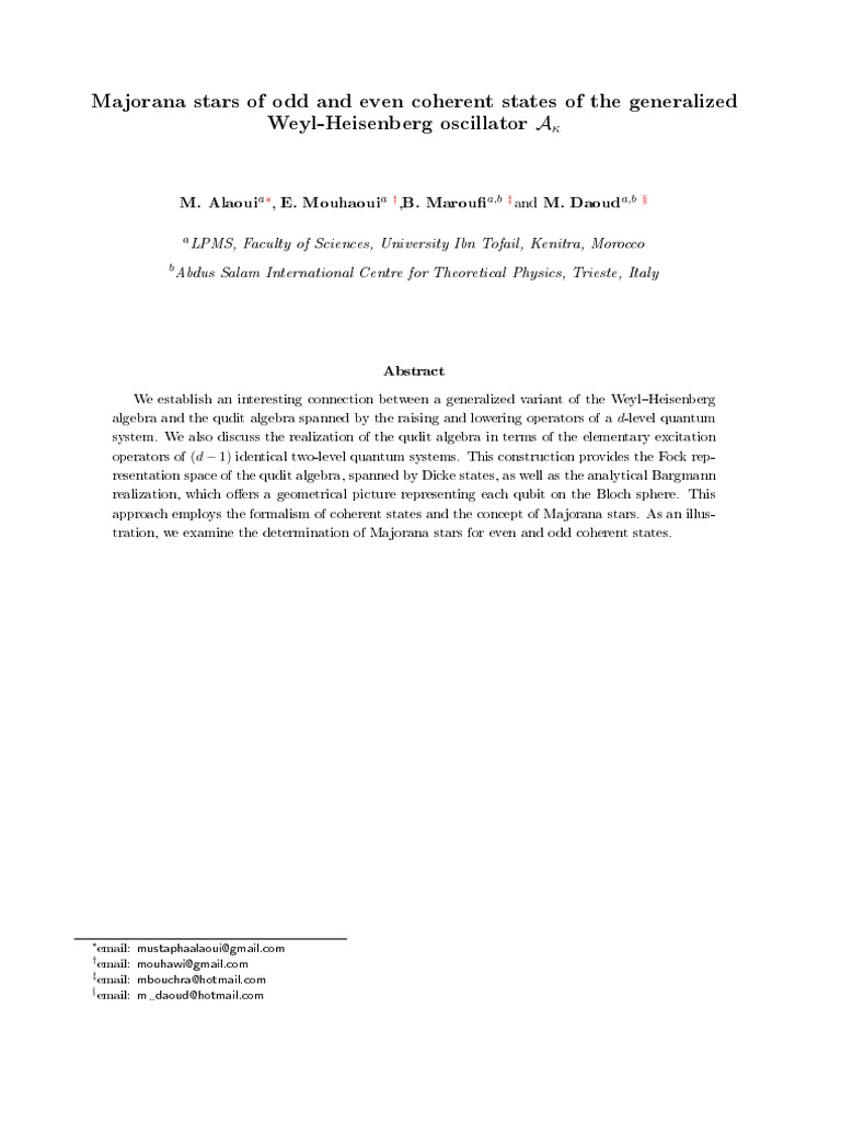 Majorana Stars in Qudit Coherent States | PDF | Quantum Entanglement ...