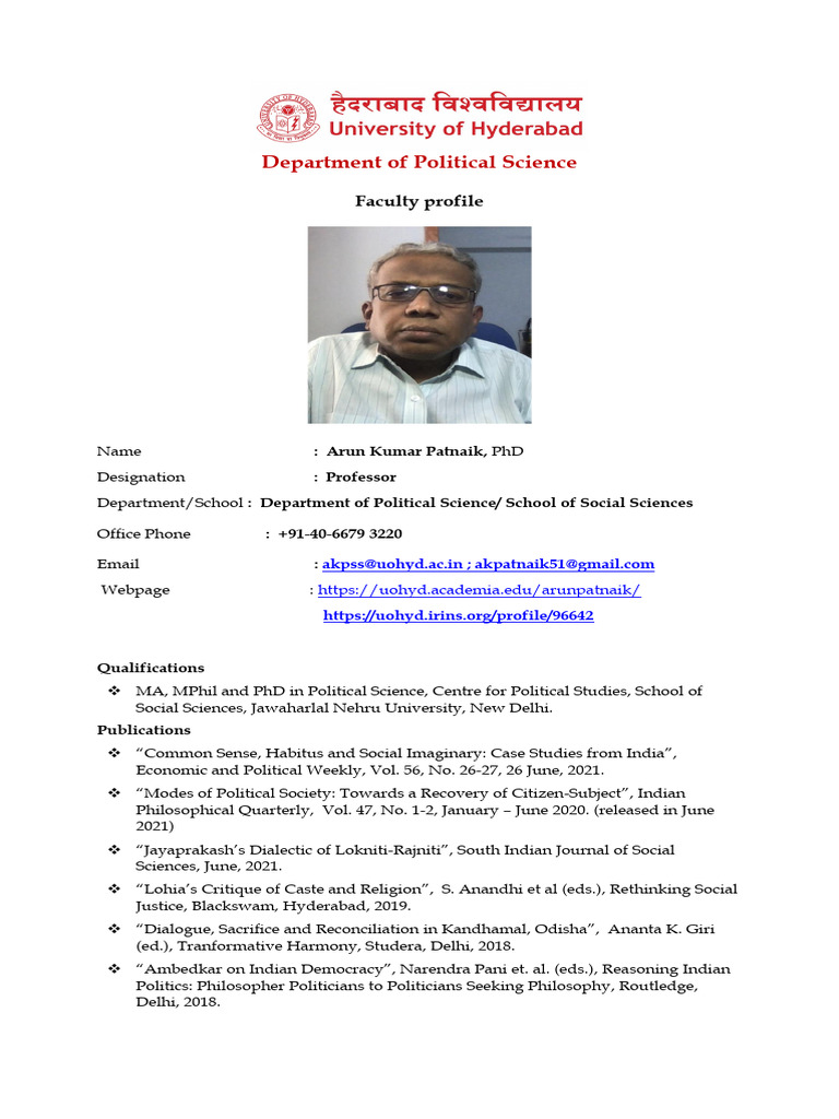 Profile of Arun Kumar Patnaik, PhD | PDF