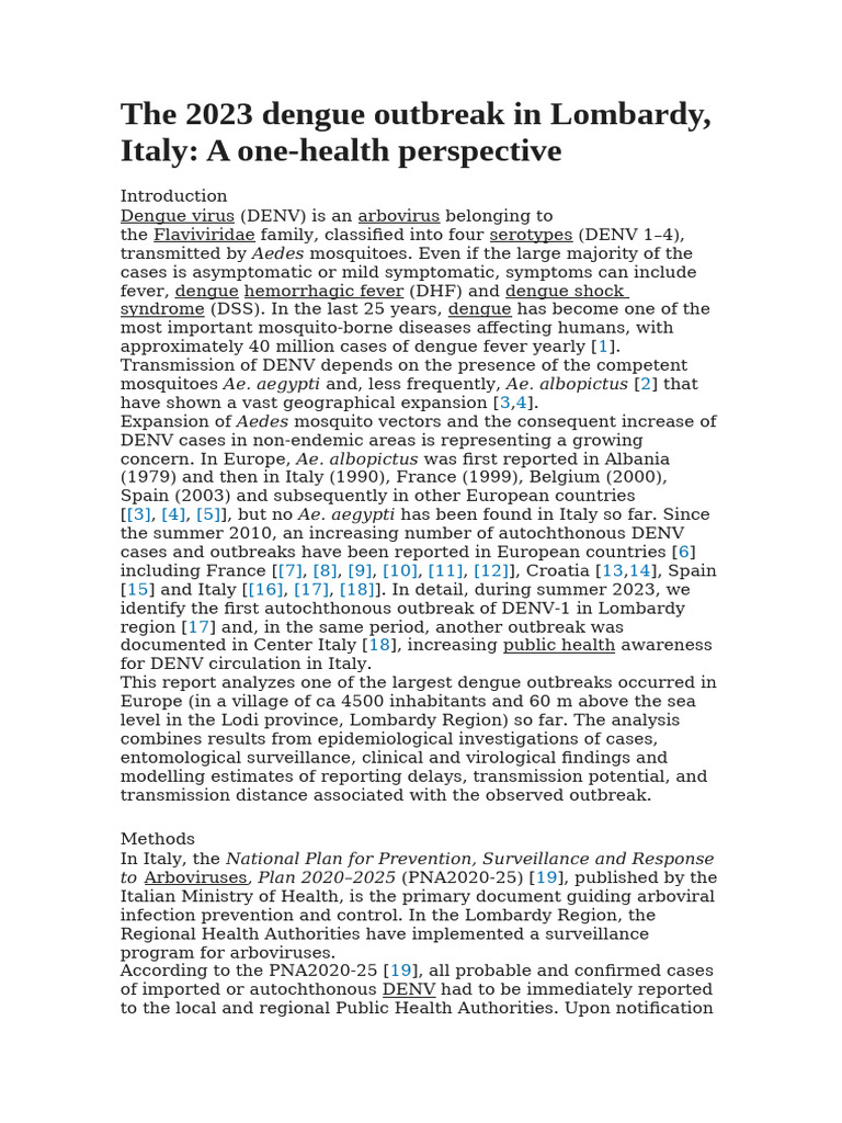 The 2023 Dengue Outbreak in Lombardy | PDF | Clinical Medicine | Medicine