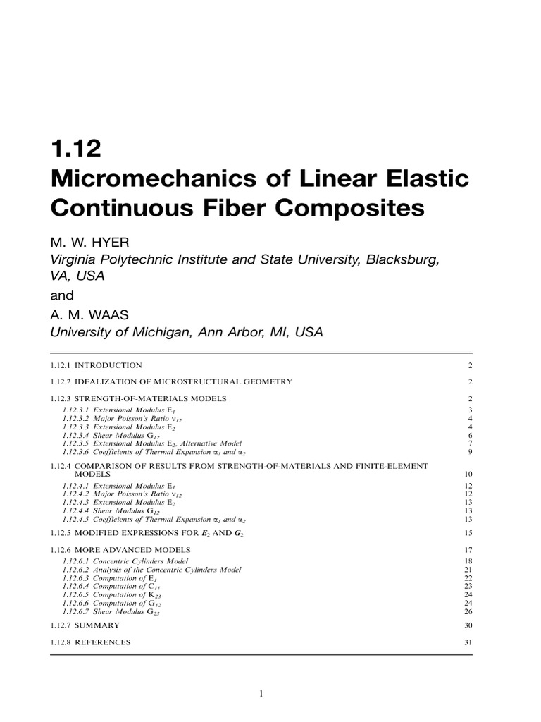 Micromechanics of Fiber Composites | PDF | Composite Material | Young's ...