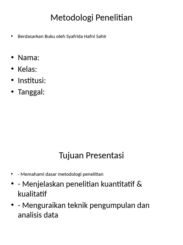 Outline Metodologi Penelitian Syafrida | PDF
