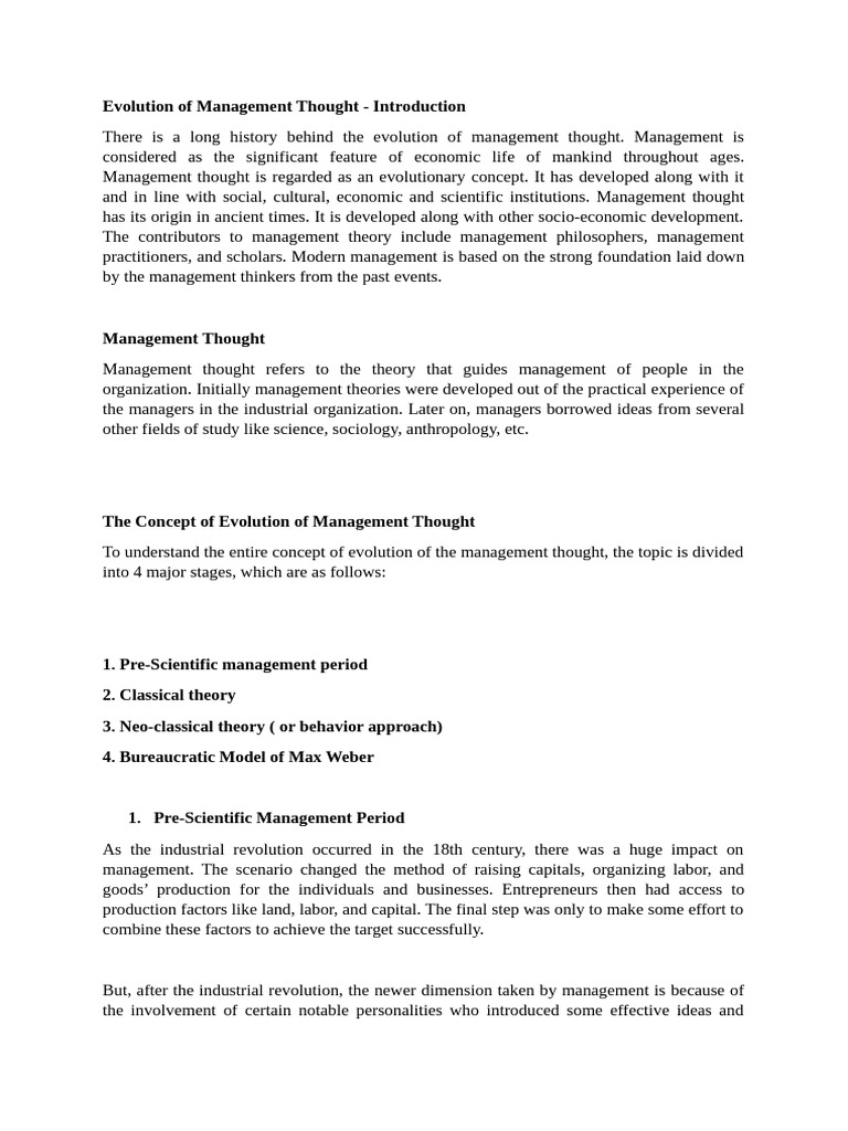 Evolution of Management Thought Unit 2 | PDF | Bureaucracy | Business