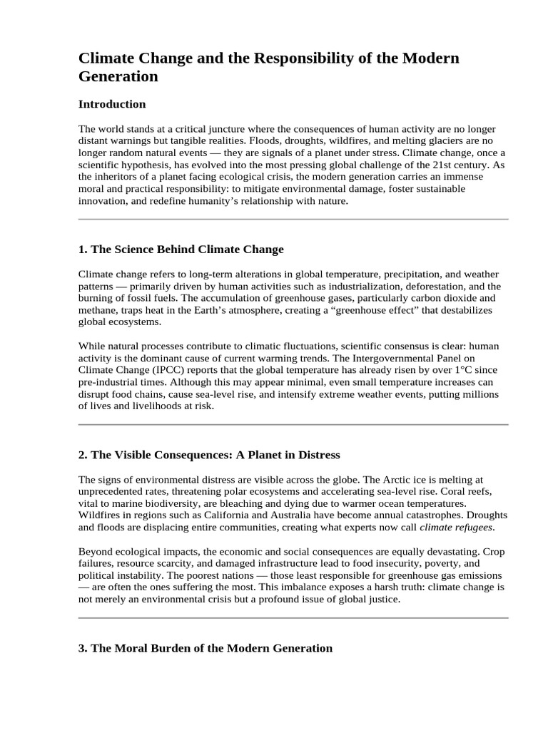 Modern Generation's Climate Responsibility | PDF | Climate Change ...