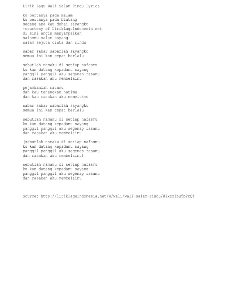 Salam Rindu By Wali Pdf
