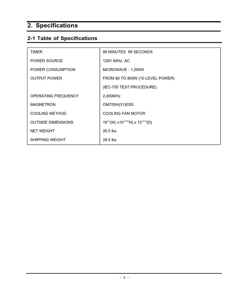 Microwave Specifications Overview | PDF