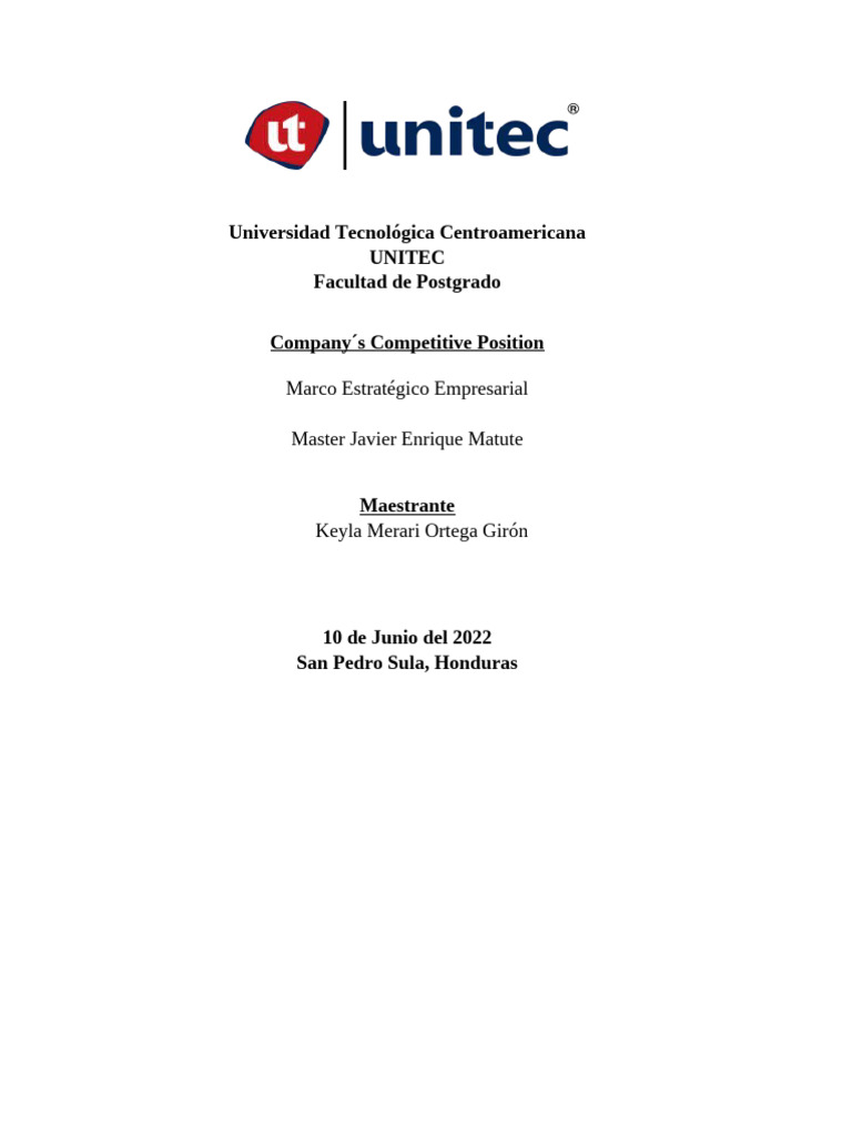 Company's Competitive Position | PDF