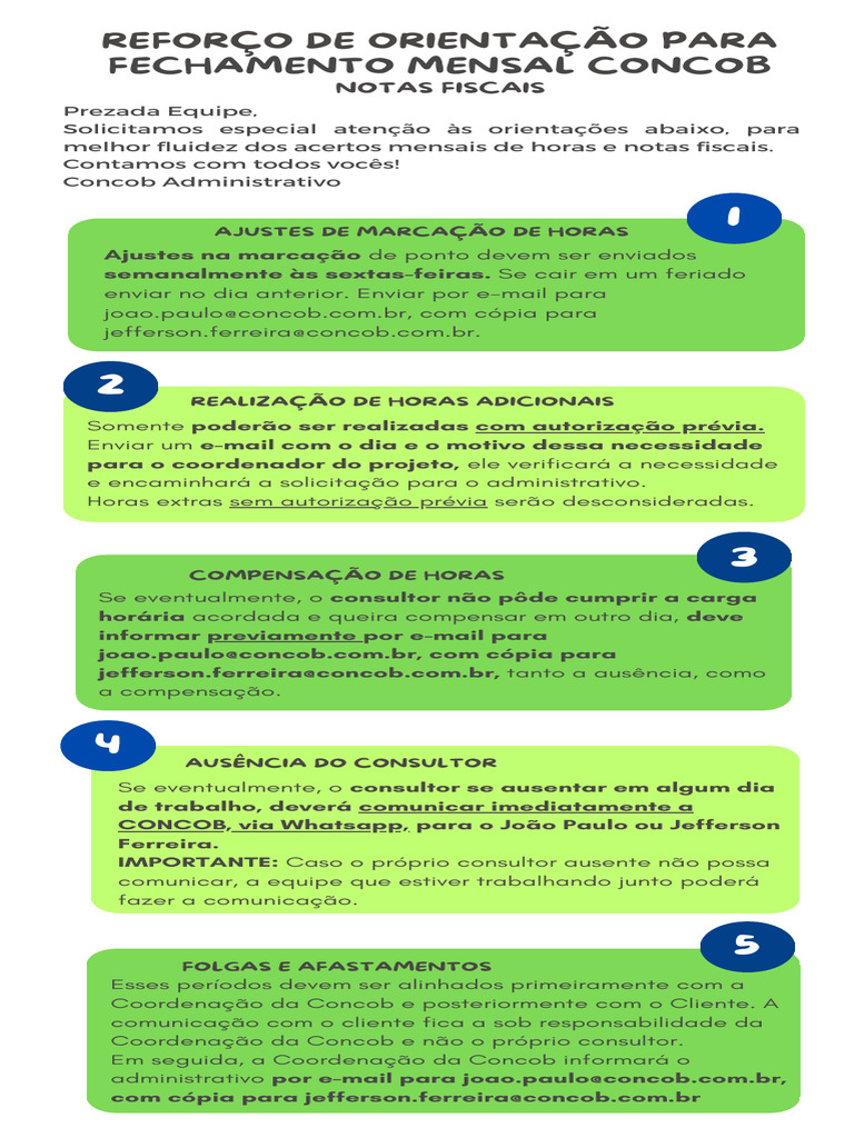 Orientações para Fechamento Mensal Concob | PDF