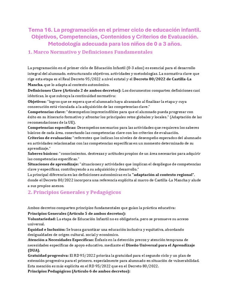 Repaso Tema 16 | PDF | Educación de la primera infancia | Plan de estudios