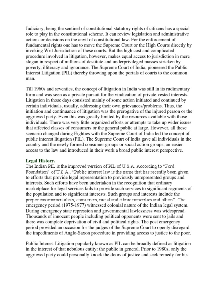 Evolution of Public Interest Litigation in India | PDF | Writ | Writ Of ...