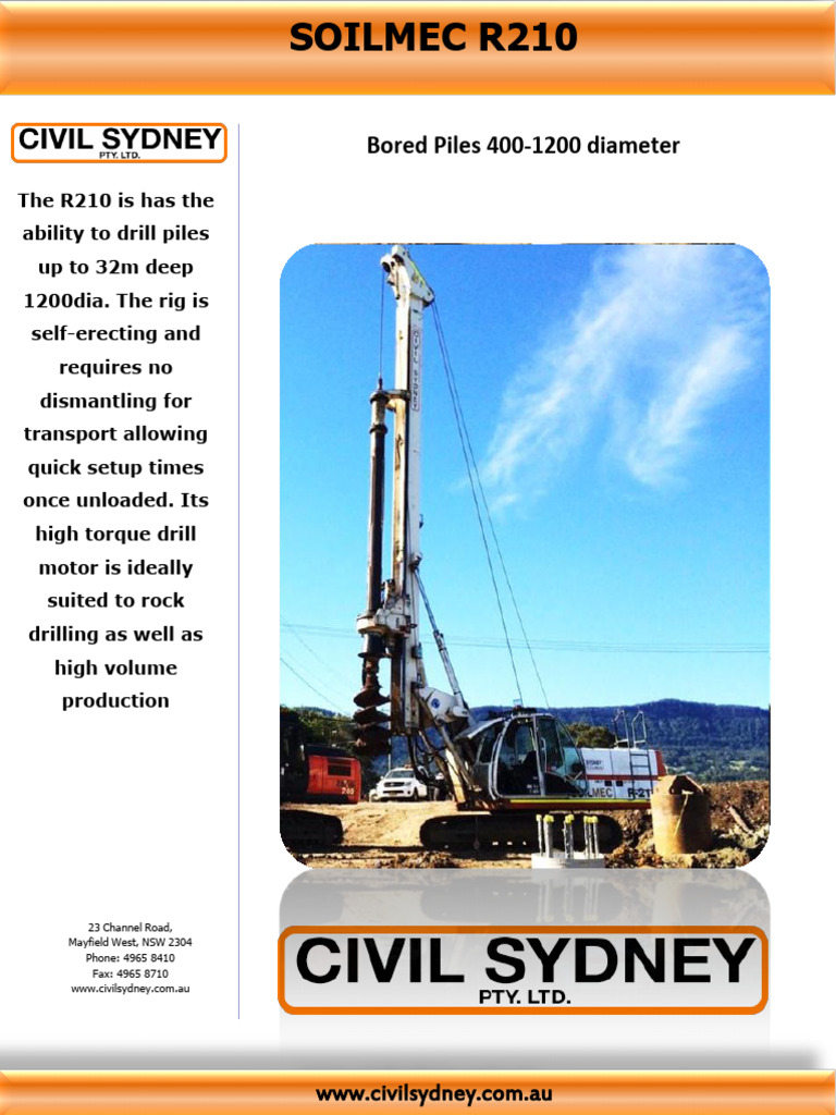 SoilMec R210 Piling Rig Details | PDF