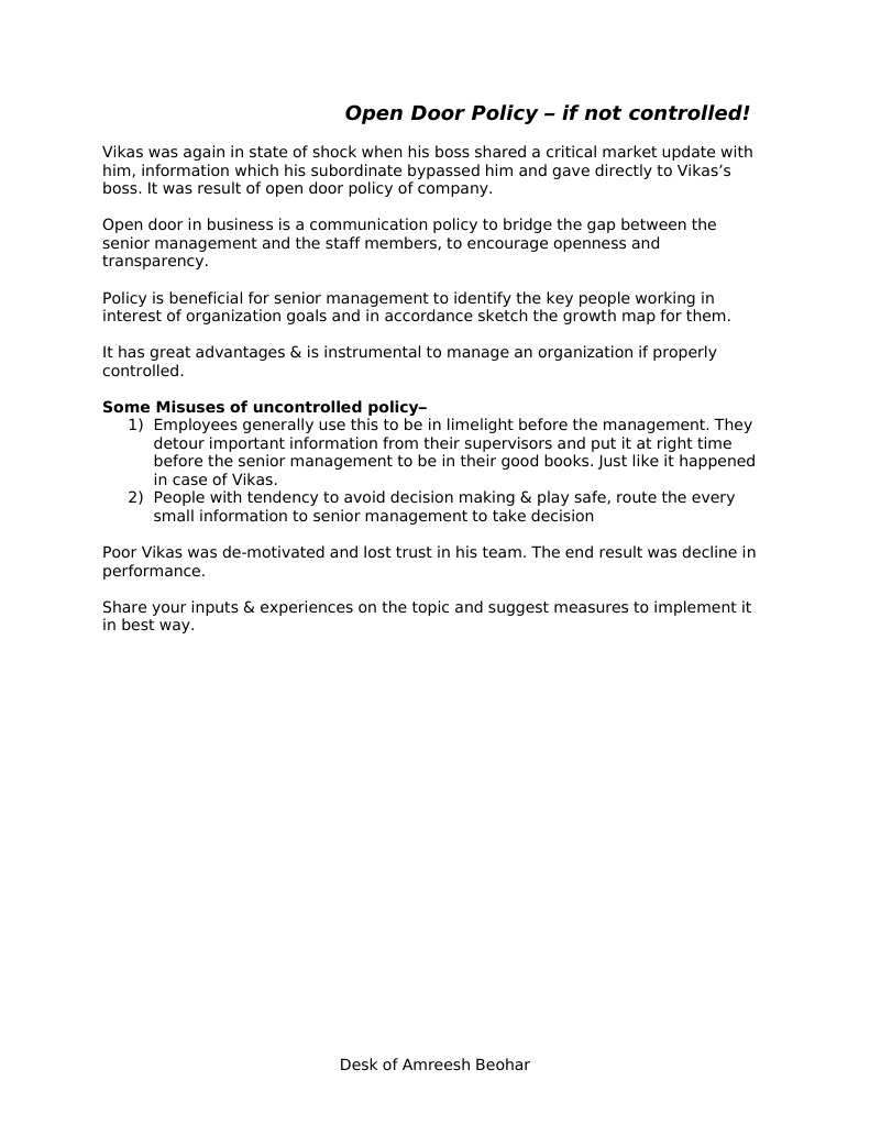 Open Door Policy PDF