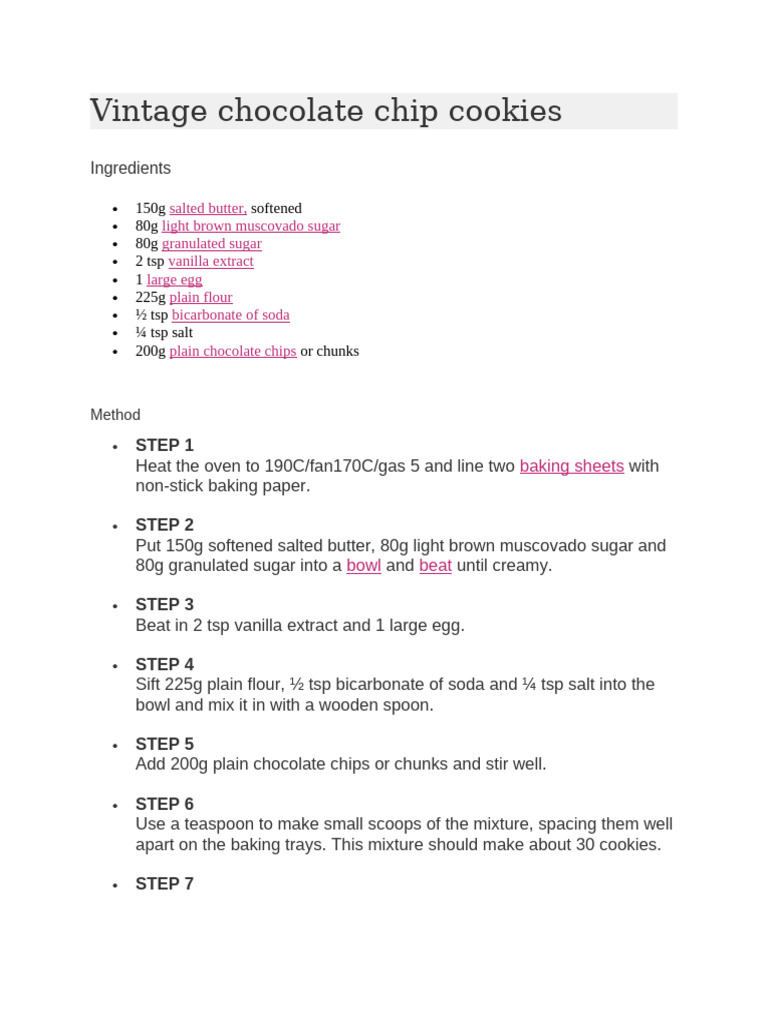 Reteta - Vintage Chocolate Chip Cookies | PDF | Baking | Chocolate