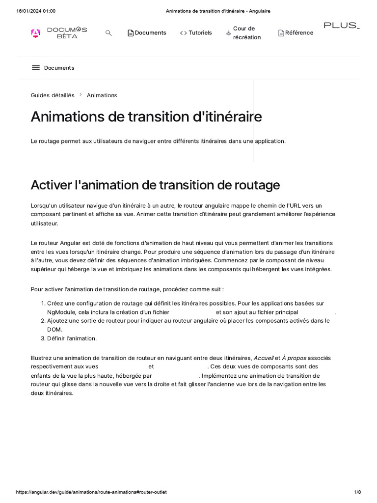 Animations de transition Angular Routing | PDF | Télécommunications ...